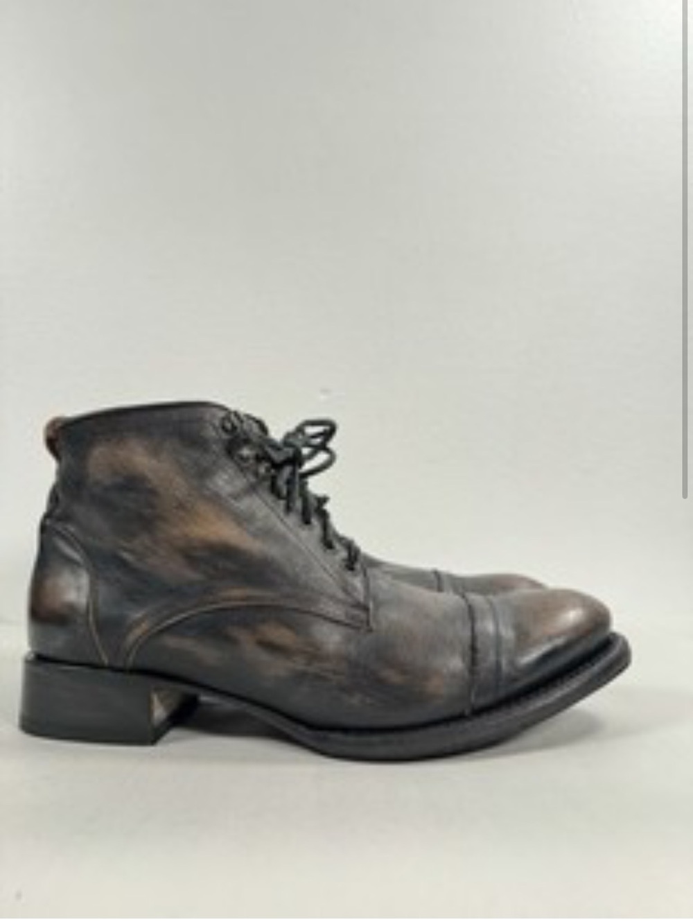 Freebird by Steven Nate Ankle Boots Brown Distressed Leather Lace-Up Zip